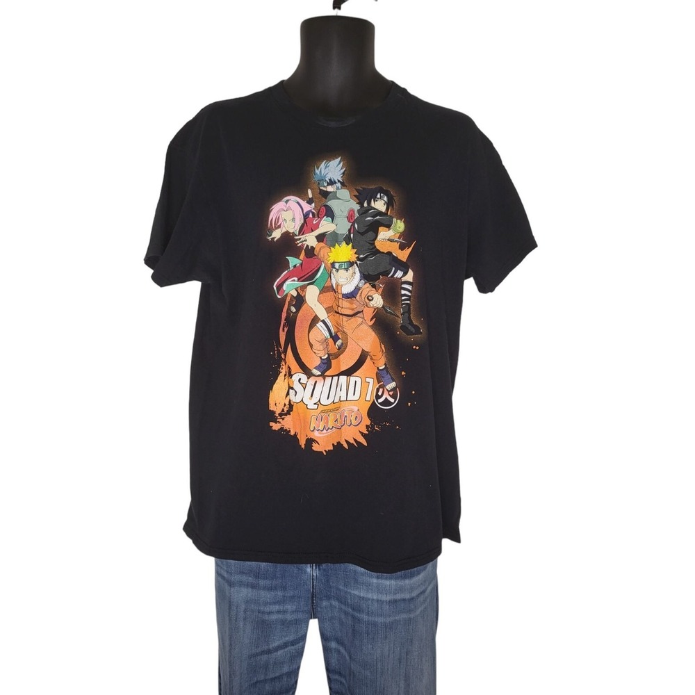 Naruto Shonen Jump Squad 7 T Shirt Mens‎ Size L Black Graphic Anime Tee Shirt